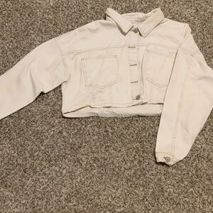 cropped Cream Jean Jacket